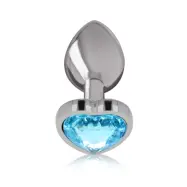 Intense - Analplugg i metall med Blå Hjärtformad Diamantkristall - Large