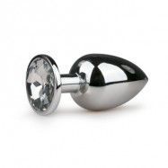 Large Metal Butt Plug No. 6 - Silver/Clear