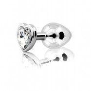 Loving Heart Butt Plug Silver/Clear Medium