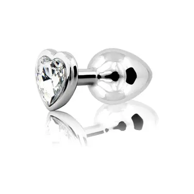 Loving Heart Butt Plug Silver/Clear Medium