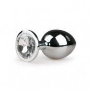 Medium Metal Butt Plug No. 2 - Silver och Vit sten