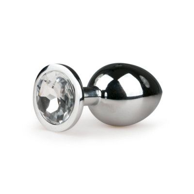 Medium Metal Butt Plug No. 2 - Silver och Vit sten