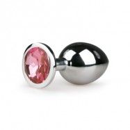 MEDIUM METAL BUTT PLUG NO. 2 - SILVER/PINK