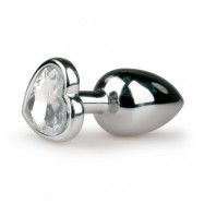 Metal Butt Plug Heart Large - Silver/Clear