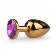 Metal Butt Plug No. 1 - Gold/Purple  - Lila Fake diamant