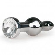 Metal Butt Plug No. 16 - Silver/Clear