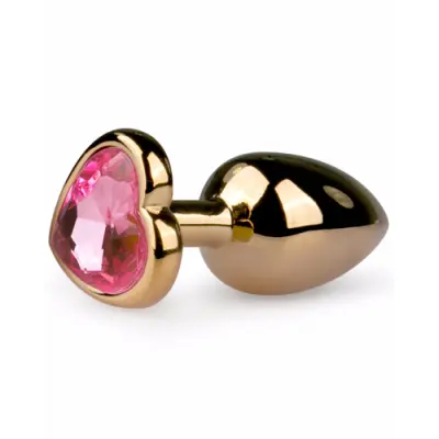 METAL BUTT PLUG NO. 3 - GOLD/PINK - Hjärtformad Diamant