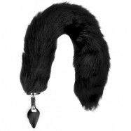 Ouch!: Fox Tail with Metal Butt Plug, svart