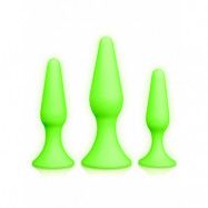 Ouch! Glow in the Dark: Silicone Butt Plug Set