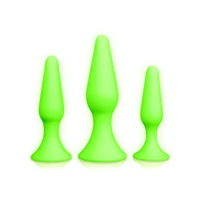 Ouch! Glow in the Dark: Silicone Butt Plug Set