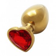 Ouch!: Heart Gem Metal Butt Plug, large, guld