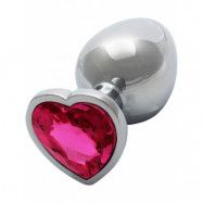 Ouch!: Heart Gem Metal Butt Plug, large, silver