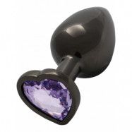 Ouch!: Heart Gem Metal Butt Plug, medium, grå