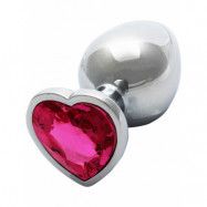 Ouch!: Heart Gem Metal Butt Plug, medium, silver