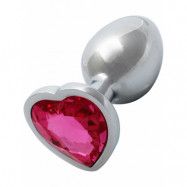 Ouch!: Heart Gem Metal Butt Plug, small, silver