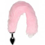 Ouch!: Light-up Fox Tail with Metal Butt Plug, rosa