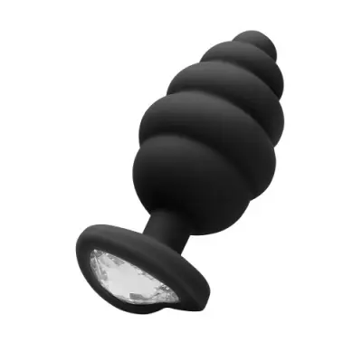 Ribbed Diamond Heart Butt Plug, Regular