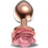 Rosegold Metal Anal Plug With Pink Rose Small