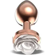 Rosegold Metal Anal Plug With White Rose Small