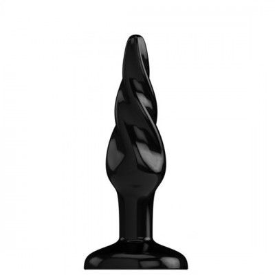 Rubber Screwed Buttplug Black 4 tum