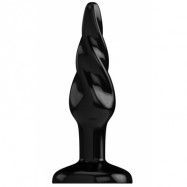 Rubber Screwed Buttplug Black 7 tum