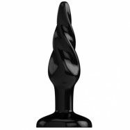 Rubber Screwed Buttplug Black 7 tum