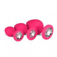 Silicone Butt Plug with Diamond - Pink