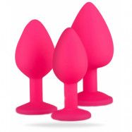 Silicone Butt Plug with Diamond Pink