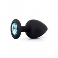 Silicone Plug With Gem Black/Blue Large