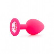 Silicone Plug With Gem Medium Pink