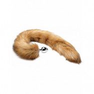 Tailz: Extra Long Mink Tail with Metal Plug, silver/brun