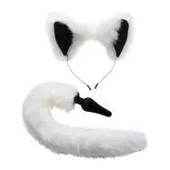 Tailz: White Fox Tail Anal Plug&Ears Set