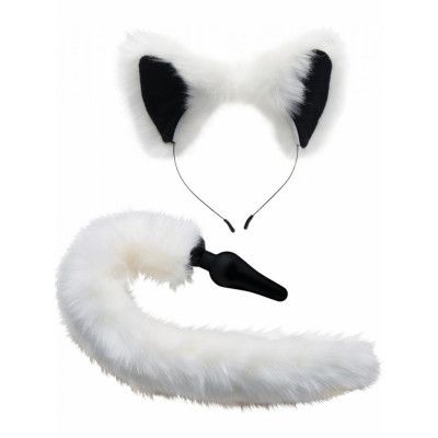 Tailz: White Fox Tail Anal Plug&Ears Set