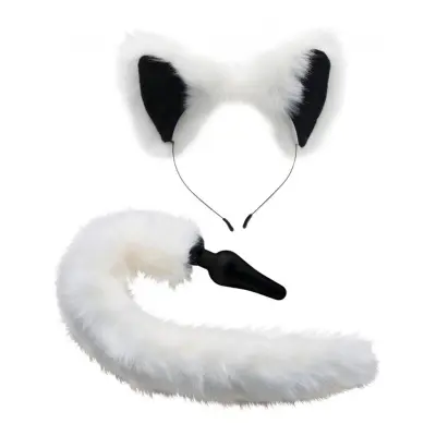 Tailz: White Fox Tail Anal Plug&Ears Set
