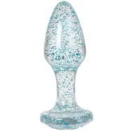 Transparent Blue Sparkling Butt Plug 8 cm