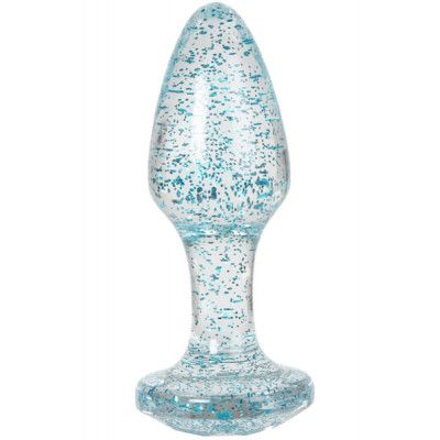 Transparent Blue Sparkling Butt Plug 8 cm