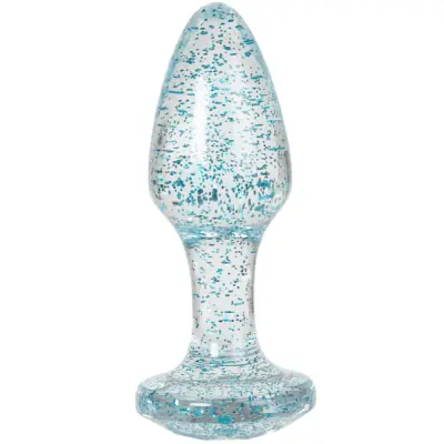 Transparent Blue Sparkling Butt Plug 8 cm