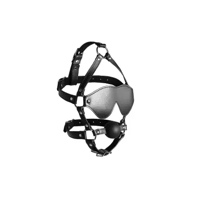 Ouch! XTREME Blindfolded Head Harness with Solid Ball Gag