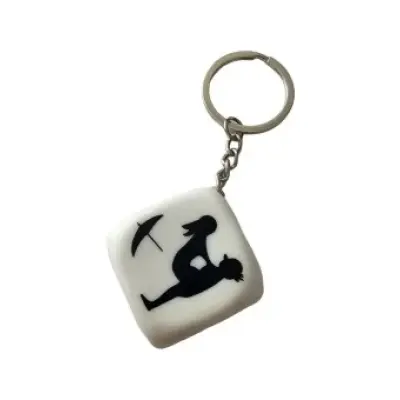 Diablo Picante White Dice Keychain With Poses
