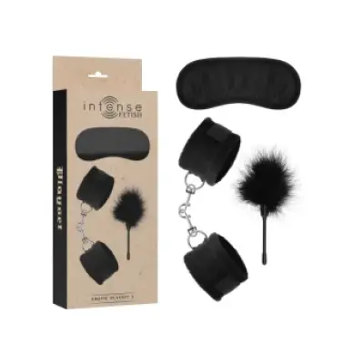Intense Fetish Erotic Playset 2 With Handcuffs, Blind Mask And Tickler