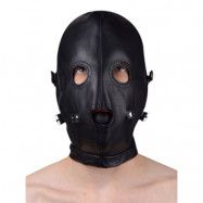 Premium Leather Hood with Blindfold and Breathable Ball Gag