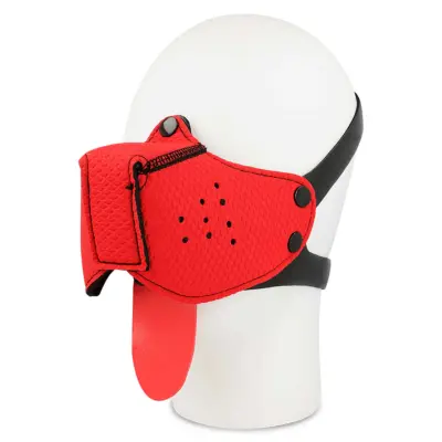 Öhmama! Fetish Dog Muzzle Mask - Munkavel Hundmask - Röd