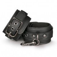 BLACK LEATHER HANDCUFFS