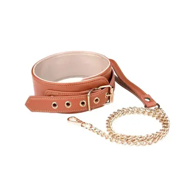 Blaze Elite Collar& Chain Cognac Vegan Leather