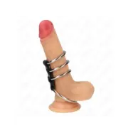 Kink 4 Metal Penis Rings 3.7 Cm To 5 Cm Connected By Leather