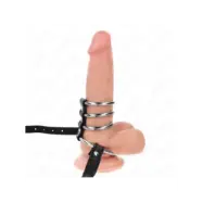 Kink 5 Penis Rings 3.8 Cm To 5 Cm Metal With Leather Belt 112 Cm
