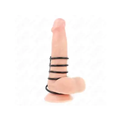 Kink 5 Silicone Penis Rings 3.8 Cm To 4.8 Cm Connected By Leather