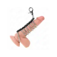 Kink 7 Metal Penis Rings 3.8 Cm To 5 Cm Connected With Leather And Metal Chain 100 Cm