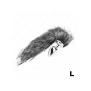 Kink Anal Plug Size L 10 X 4 Cm With Synthetic Tail 40 Cm Grey