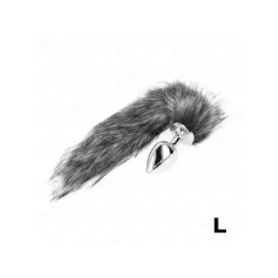 Kink Anal Plug Size L 10 X 4 Cm With Synthetic Tail 40 Cm Grey